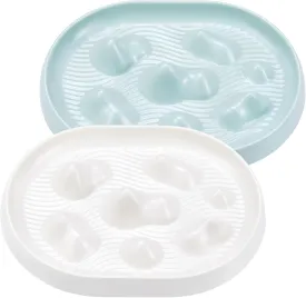 2 Pcs Cat Slow Feeder Bowl Bloat Stop Dishes to Slow Down Eating Interactive Cat Feeder for Pet Wet Dry Food Feeding Healthy Eating, Mountain Design (White, Green)