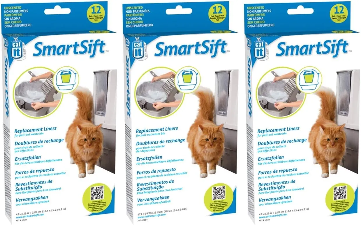(3 Pack) Catit Design Liner for Sifting Cat Pan Base - 12 Liners per Pack