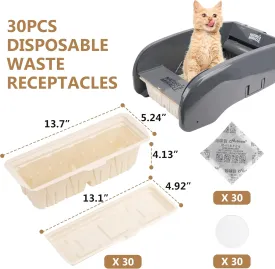 30 PCs Disposable Waste Receptacles with Charcoal Bags Compatible with Nature's Miracle Litter Box 2nd and Littermaid Litter Box 3rd, Disposable Cat Litter Trays (Machine NOT Included)