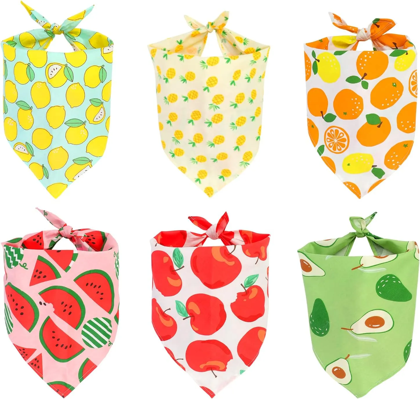 6 Pack Spring Summer Dog Bandanas Hawaii Fruit Pattern, Dog Bandanas Scarf Bibs Kerchief for Boys and Girls' Dogs (Small to Large)