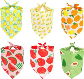 6 Pack Spring Summer Dog Bandanas Hawaii Fruit Pattern, Dog Bandanas Scarf Bibs Kerchief for Boys and Girls' Dogs (Small to Large)
