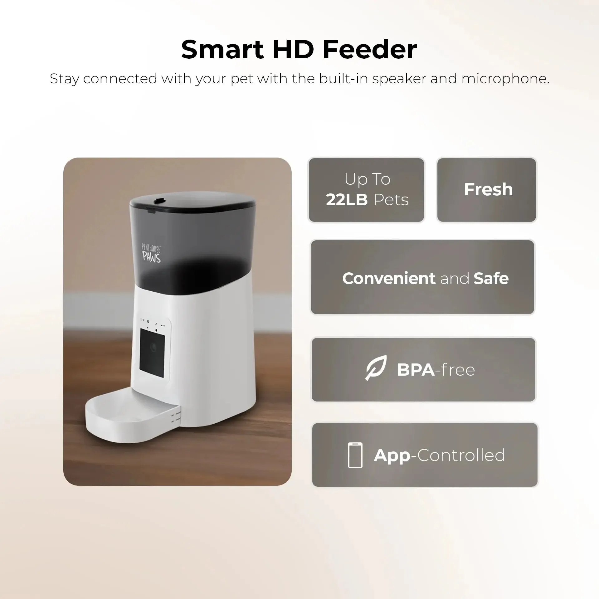 Automatic pet Feeder for Cats & Dogs, 6L Black/Stainless S