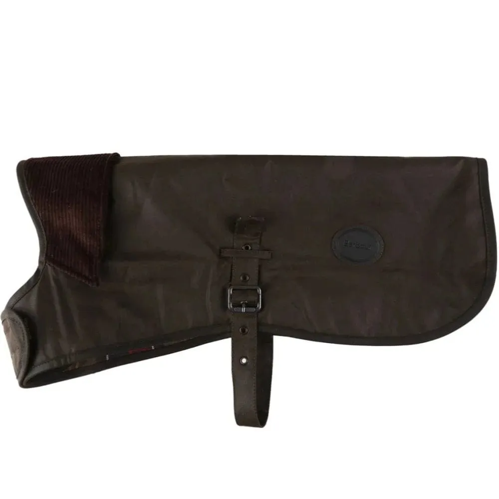 Barbour Small Shiny Wax Dog Coat In Olive