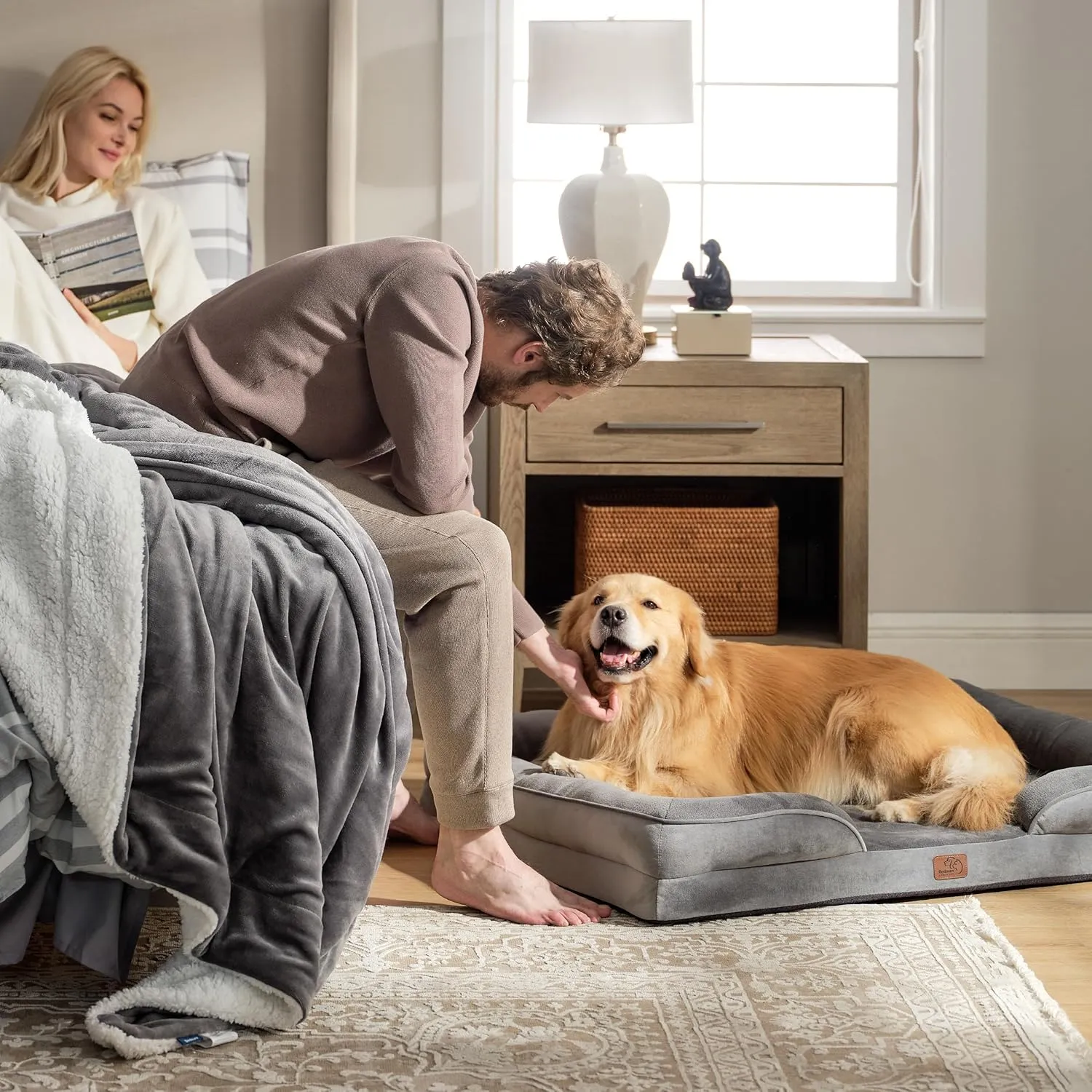 Bedsure Orthopedic Dog Bed for Extra Large Dogs - XL Washable Dog Sofa Beds Large, Supportive Foam Pet Couch Bed with Removable Washable Cover, Waterproof Lining and Nonskid Bottom, Grey