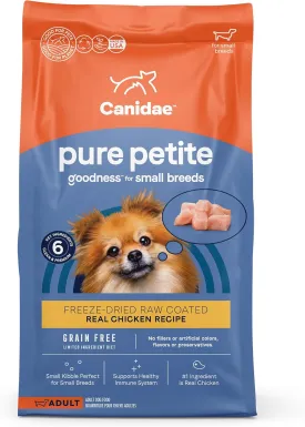 Canidae Pure Petite Premium Freeze-Dried Raw Coated Dog Food for Small Breeds, Real Chicken Recipe, 4 lbs, Grain Free