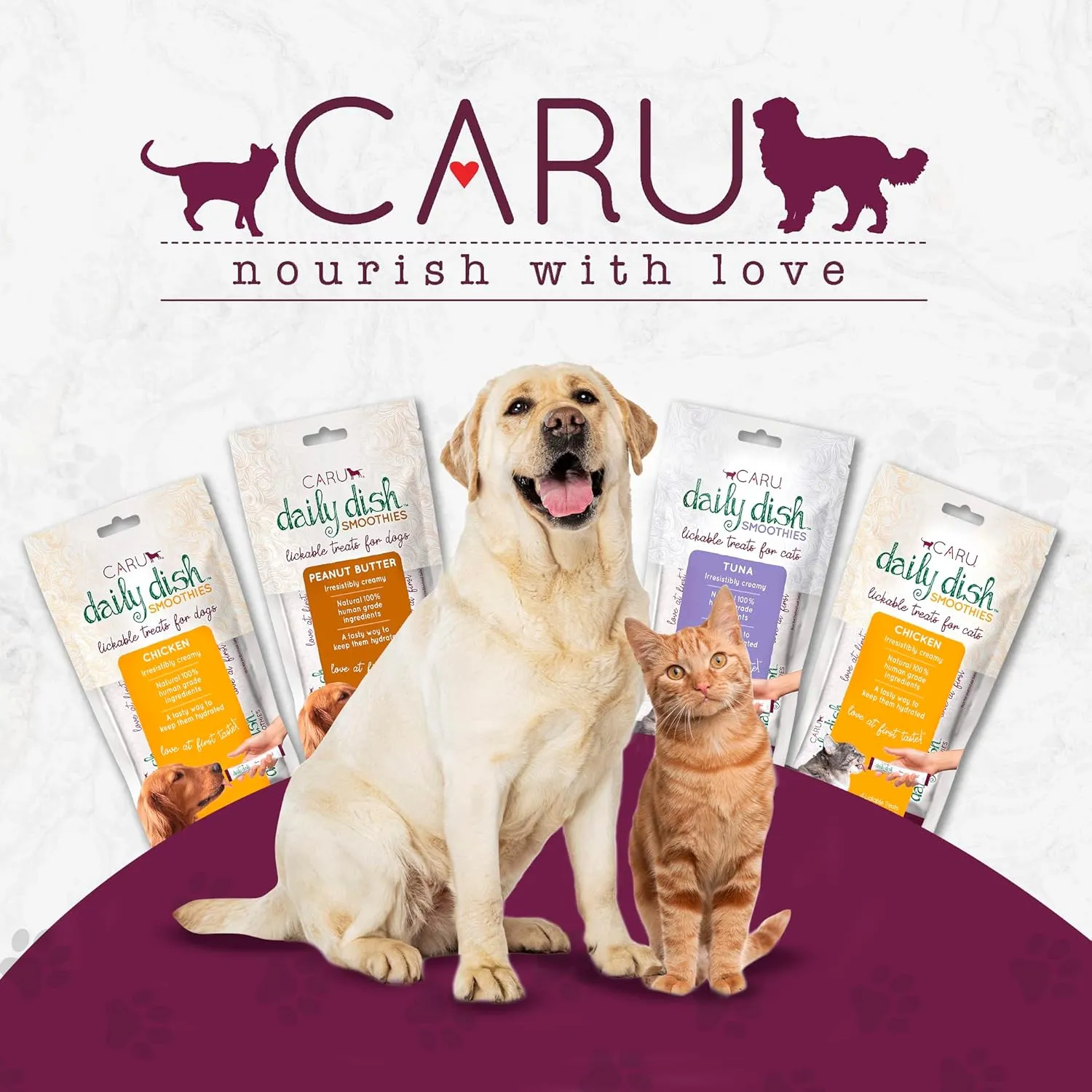CARU - Daily Dish Smoothies - Lickable Chicken Dog Treat - 4 Pack - .5oz Tubes