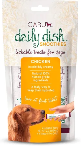 CARU - Daily Dish Smoothies - Lickable Chicken Dog Treat - 4 Pack - .5oz Tubes