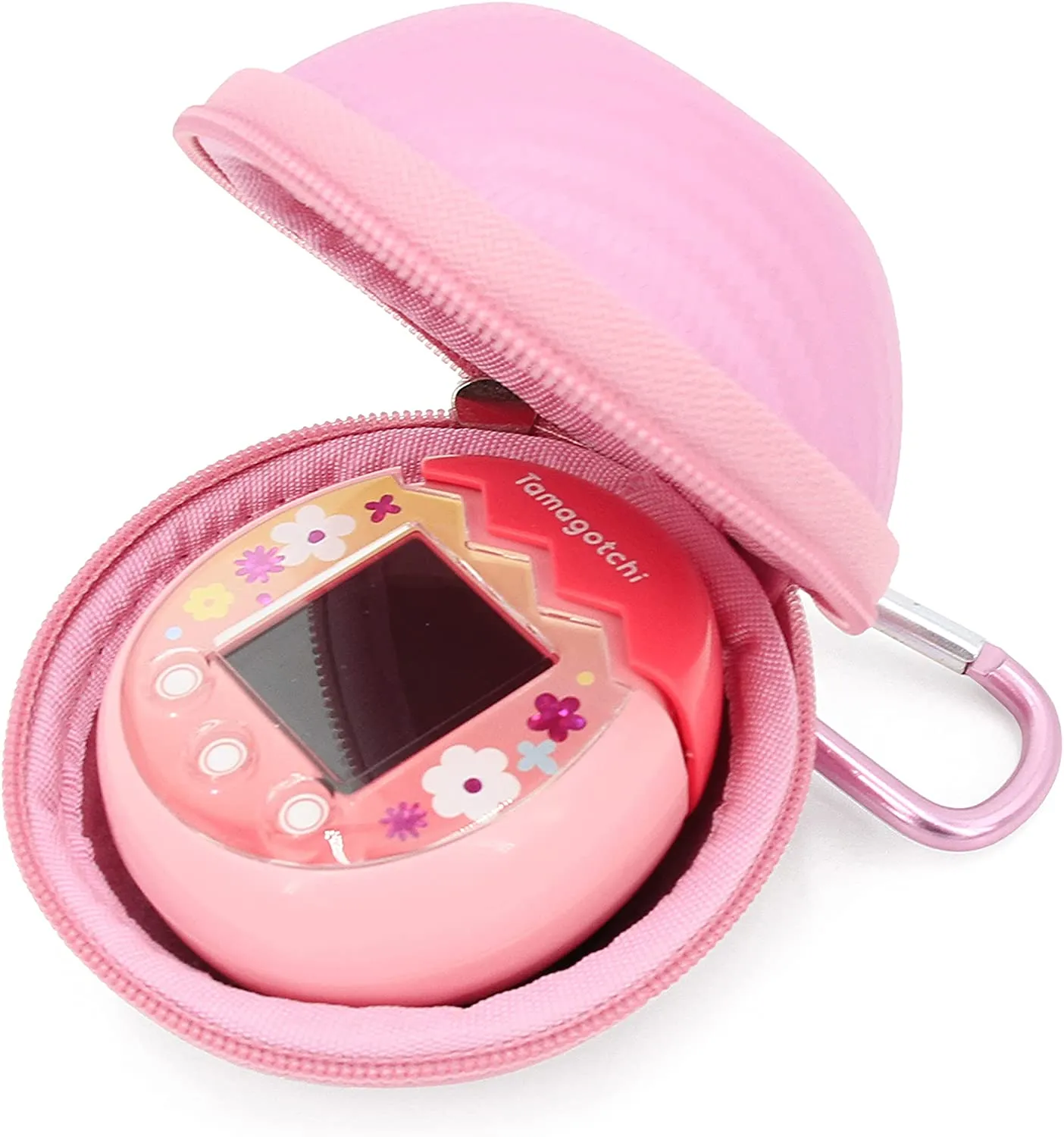Casematix Pink Carry Case Compatible with Tamagotchi Pix Camera Interactive Virtual Pet , Includes Case Only with Wrist Strap and Carabiner