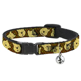 Cat Collar Breakaway - Winnie the Pooh Expressions Honeycomb Black Browns