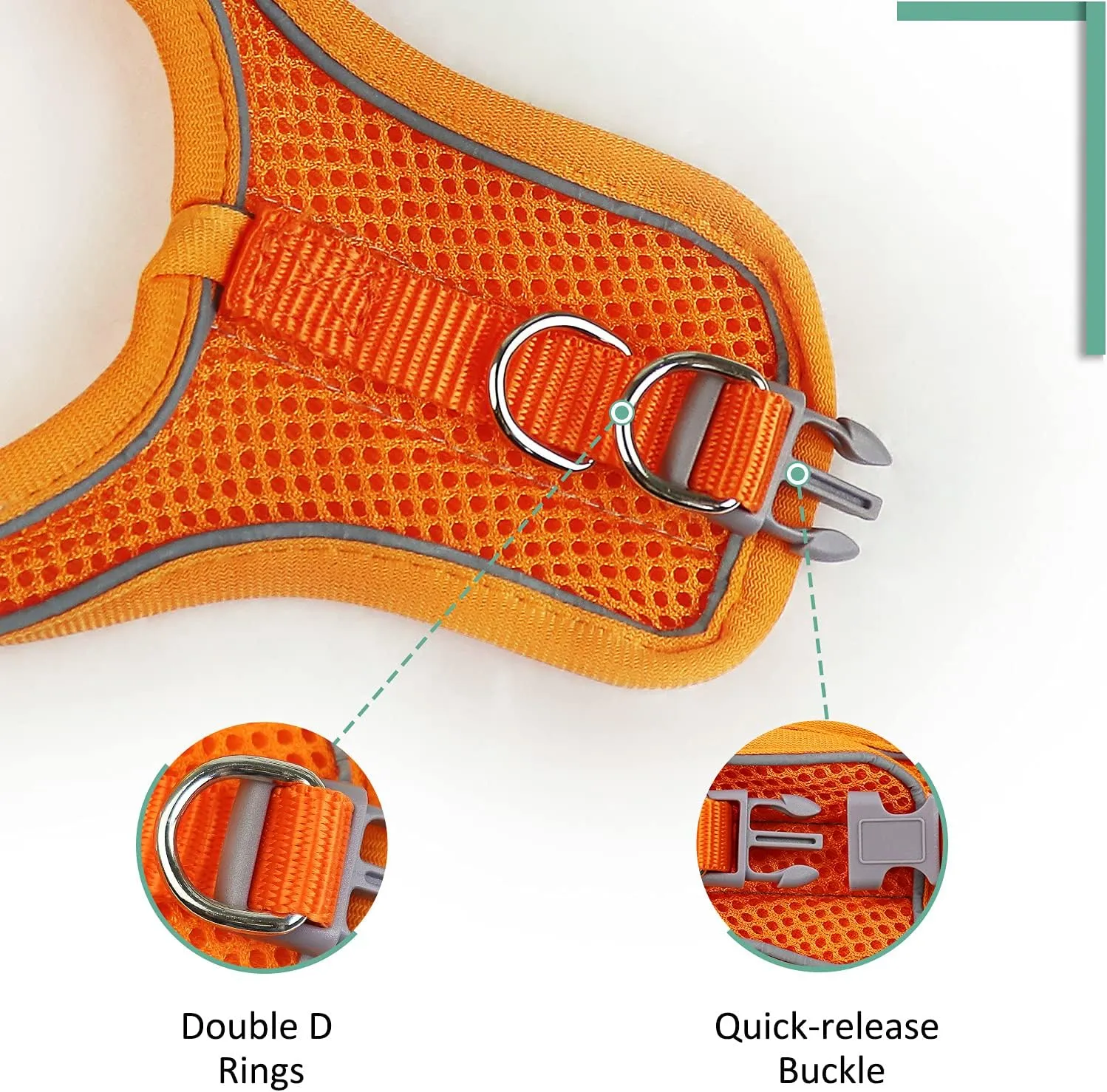Cat Harness and Leash- Reflective Mesh Cat Vest for Walking Outdoor- Escape Proof Kitten Puppy Vest Harness -Comfort Fit, Lightweight, Easy Control Orange Medium