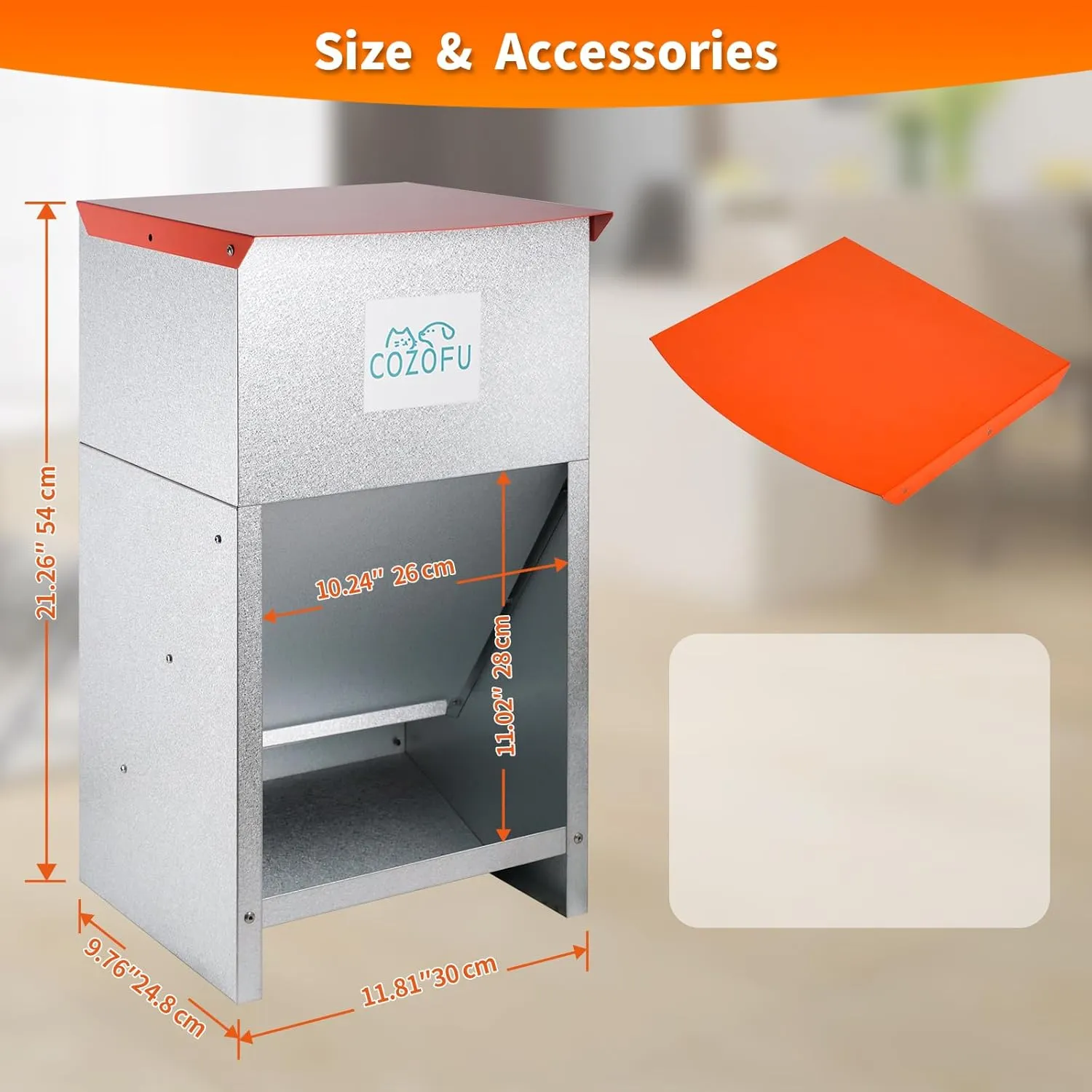 Dog Feeder - Galvanized Metal Pet Food Station for Indoor & Outdoor Use - Automatic Gravity-Fed Dispenser Suitable for Small, Medium, and Large Dog Breeds - Capacity: 25 Pounds of Dry Kibble