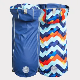Dog Rain Coat - Reversible Navy Blue Retro