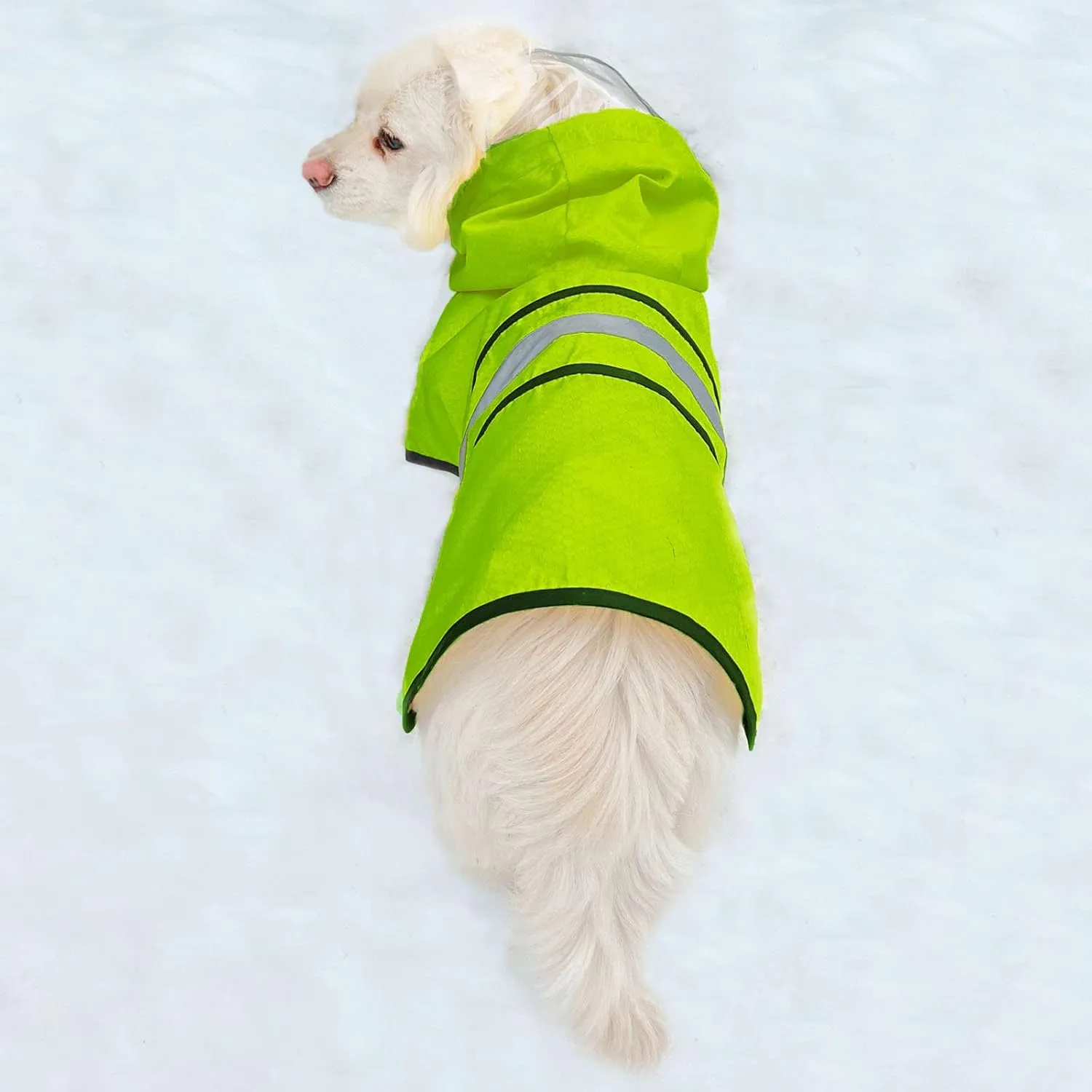 Dog Raincoat Waterproof Reflective Slicker - Lightweight Breathable Hooded Poncho Rain Coat Jacket with Adjustable Belly Strap and Leash Hole for Small Medium Large Dogs (Medium, Green)