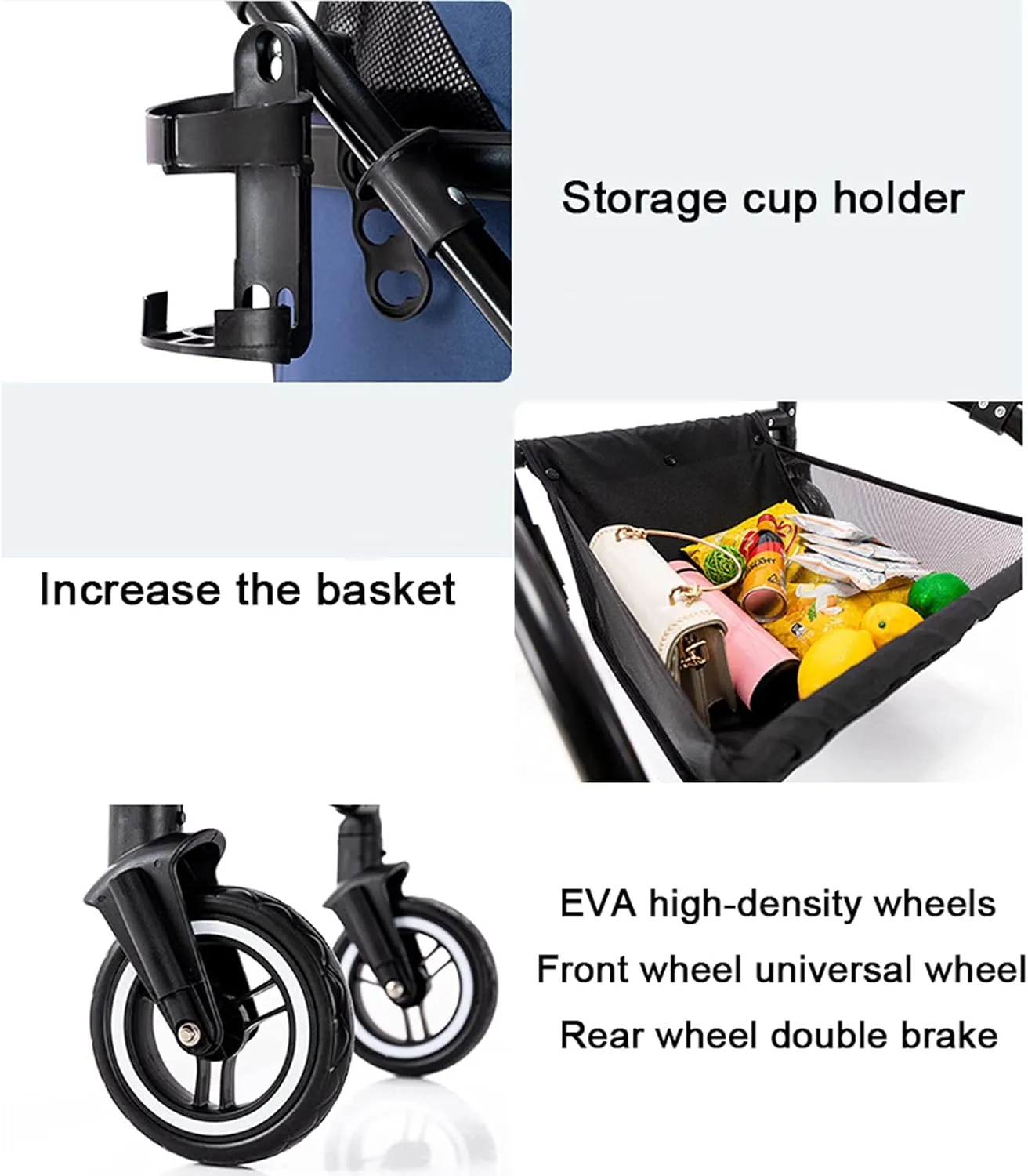 Dog Stroller for Medium Dogs Small Dogs 4 Wheel Collapsible Storage Cup Holder Adjustable Push Handle Separate cart Pet Travel Supplies 40 kg