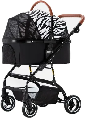 Dog Stroller for Medium Dogs Small Dogs 4 Wheel Collapsible Storage Cup Holder Adjustable Push Handle Separate cart Pet Travel Supplies 40 kg