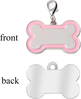 Double-Sided Personalized Dog Tags for Pets - pet ID tag, Laser Engraved Dog tag, Name tag for Dog Collar, Dog Tags for Large Dogs, Blank Dog Tags for Engraving (Pink, Bone-Shaped-Large)