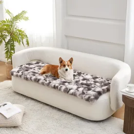 Faux Fur Couch Cover for 3 Seat Cushion Sofa, Soft Pet Mat for Car Seat Protector, Liquid Pee Proof Mat for Dog or Cat, Washable, Anti-Slip, Reversible, 27.5x70 inch, Tie Dye Grey