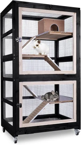 Ferret Cage Chinchilla Rat Cage Stainless Steel Tray 5 Levels Small Animal Cage Devider for 2 Pets, Ideal for Hamster Rabbit Hedgehogs Squirrel Chameleon Lizard Gerbils