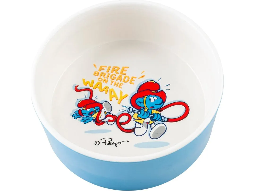 Fire brigade Smurfs feeding bowl 1500ml - 19x19x7,5cm white/blue