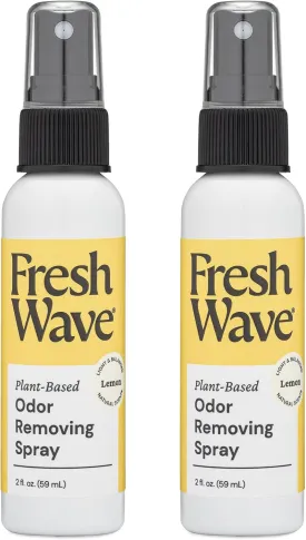 Fresh Wave Lemon Odor Eliminator Spray & Air Freshener, 2 oz. | Pack of 2 | Travel Size | Odor Absorbers for On-the-Go | Safer Odor Relief | Natural Plant-Based | For Hotels, Gyms, Cars & Bathrooms