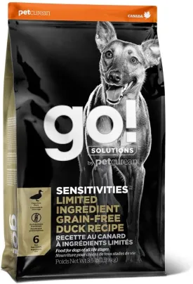 Go! Solutions Sensitivities Limited Ingredients, Grain-Free Dry Dog Food, Duck Recipe for Sensitive Stomach, 3.5 lb Bag