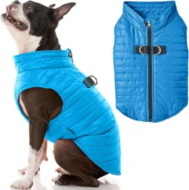 Gooby Puffer Vest Dog Jacket - Blue, X-Large - Ultra Thin Zip Up Wind Breaker with Dual D Ring Leash - Water Resistant Small Dog Sweater Coat - Dog Clothes for Small Dogs Boy or Medium Dogs
