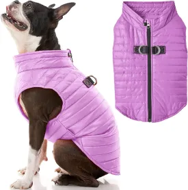 Gooby Puffer Vest Dog Jacket - Purple, X-Small - Ultra Thin Zip Up Wind Breaker with Dual D Ring Leash - Water Resistant Small Dog Sweater Coat - Dog Clothes for Small Dogs Boy or Medium Dogs, (12")