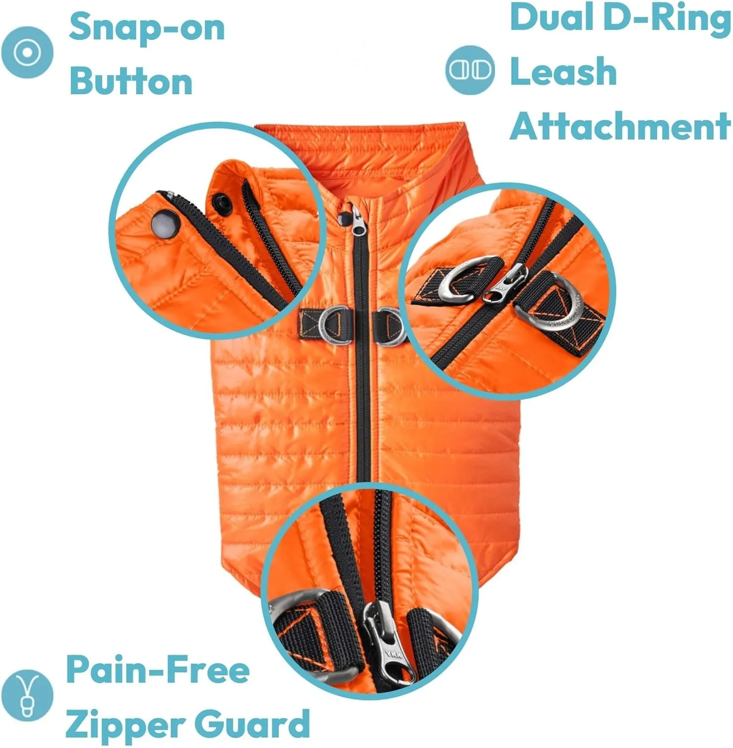 Gooby Puffer Vest - Turquoise, Small - Ultra Thin Zip Up Wind Breaker Leash - Water Resistant Dog Sweater Coat - Boy or Medium Dogs