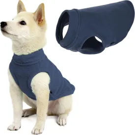 Gooby - Stretch Fleece Vest, Pullover Fleece Vest Jacket Sweater for Dogs, Indigo Blue, Medium Length (11")