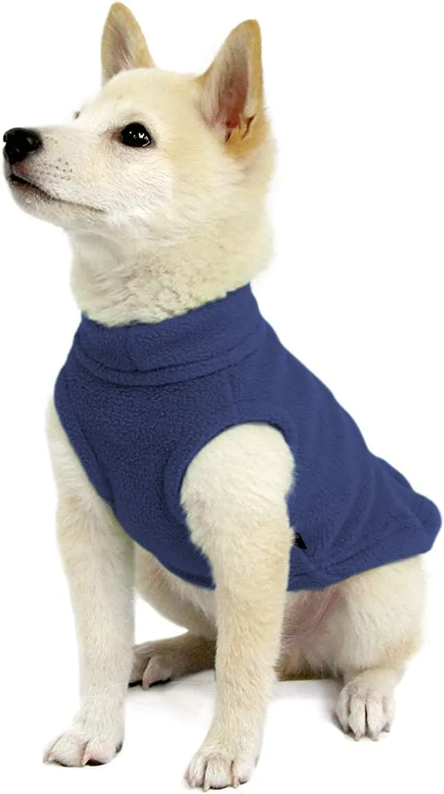 Gooby - Stretch Fleece Vest, Pullover Fleece Vest Jacket Sweater for Dogs, Indigo Blue, Medium Length (11")