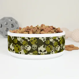 Green Skull Camo Pet Food Or Water Bowl