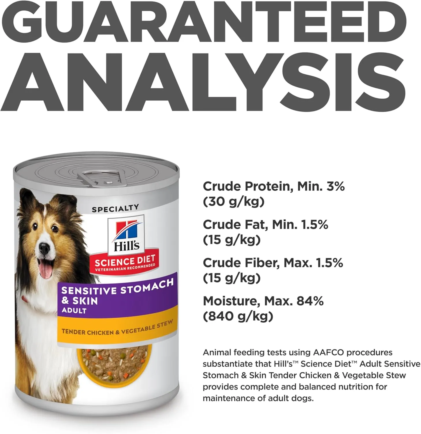 Hill's Science Diet Sensitive Stomach & Skin, Adult 1-6, Stomach & Skin Sensitivity Support, Wet Dog Food, Tender Chicken & Vegetable Stew, 12.5 oz Can, Case of 12