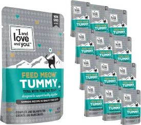 I and love and you Feed Meow Tummy Wet Cat Food - Tuna   Pumpkin - Digestion Support, Grain Free, Shredded, 3oz Pack of 12