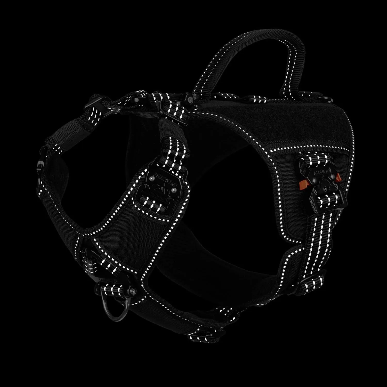 ICEFANG GN8 Tactical Dog Harness with 4X Metal Buckles for Small Sized Dogs,Reflective in Training Walking K9 Vest,No-Pull Front Leash Clip,Adjustable Pet Harness (Black, Small (Pack of 1))