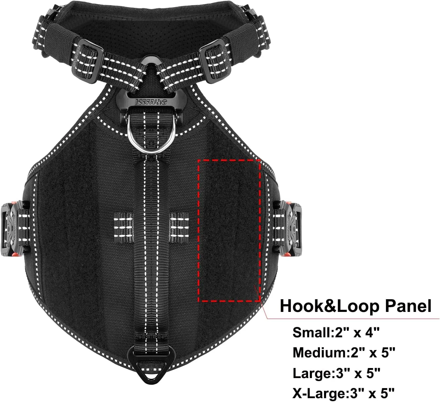 ICEFANG GN8 Tactical Dog Harness with 4X Metal Buckles for Small Sized Dogs,Reflective in Training Walking K9 Vest,No-Pull Front Leash Clip,Adjustable Pet Harness (Black, Small (Pack of 1))