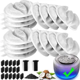 Kastty Cat Fountain Filter Replacement - 3.5L Activated Carbon Fountain Filter, 16 Pack With 2 Cotton