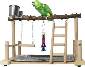 kathson Bird Playground,Parrots Play Gym,Parakeet Play Stand with Prickly Ash Wood Perch,Cockatiel Playstand with Feeder Cups and Exercise Toys,Birds Perch Stand for Budgie Conures Cockatoos Lovebirds