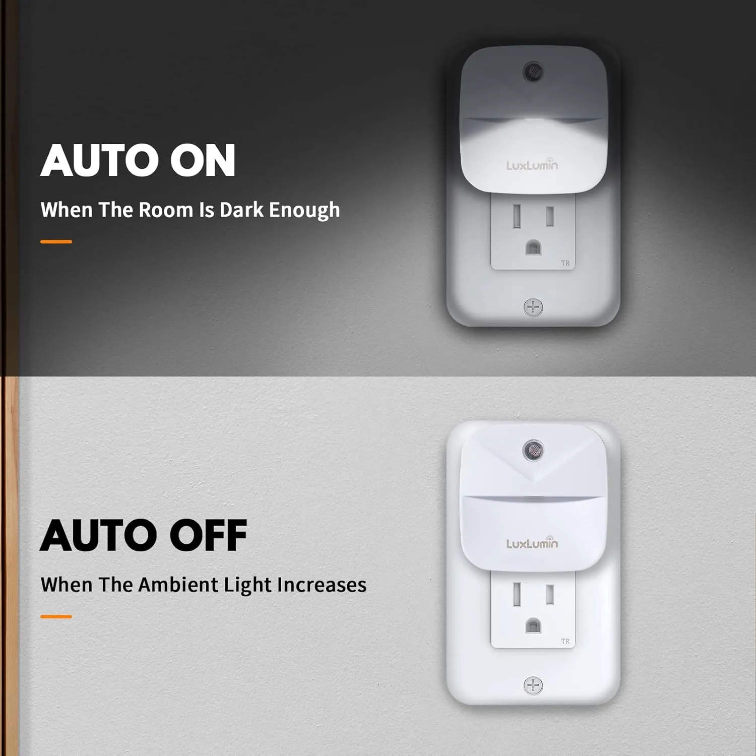 LED Night Lights Plug into Wall with Smart Dusk-to-Dawn Sensor, Automatically Turn on and Off,Night Light for Kids,Bedroom,Bathroom,Stairs,White, 4 Packs