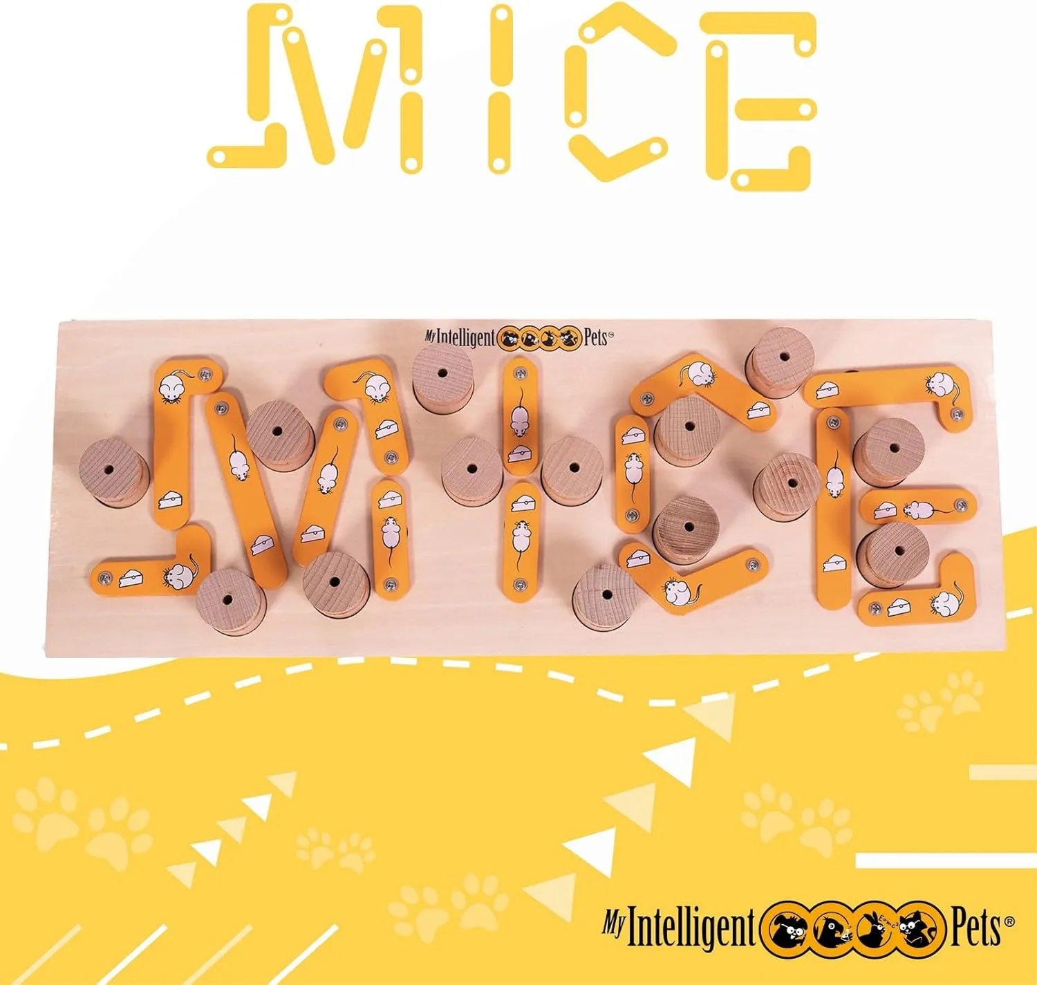 MICE - Cat Treat Puzzle, Interactive Wooden Toy for Cats, Enhances Natural Instincts, Cat Puzzle Feeder for Mental and Physical Exercise