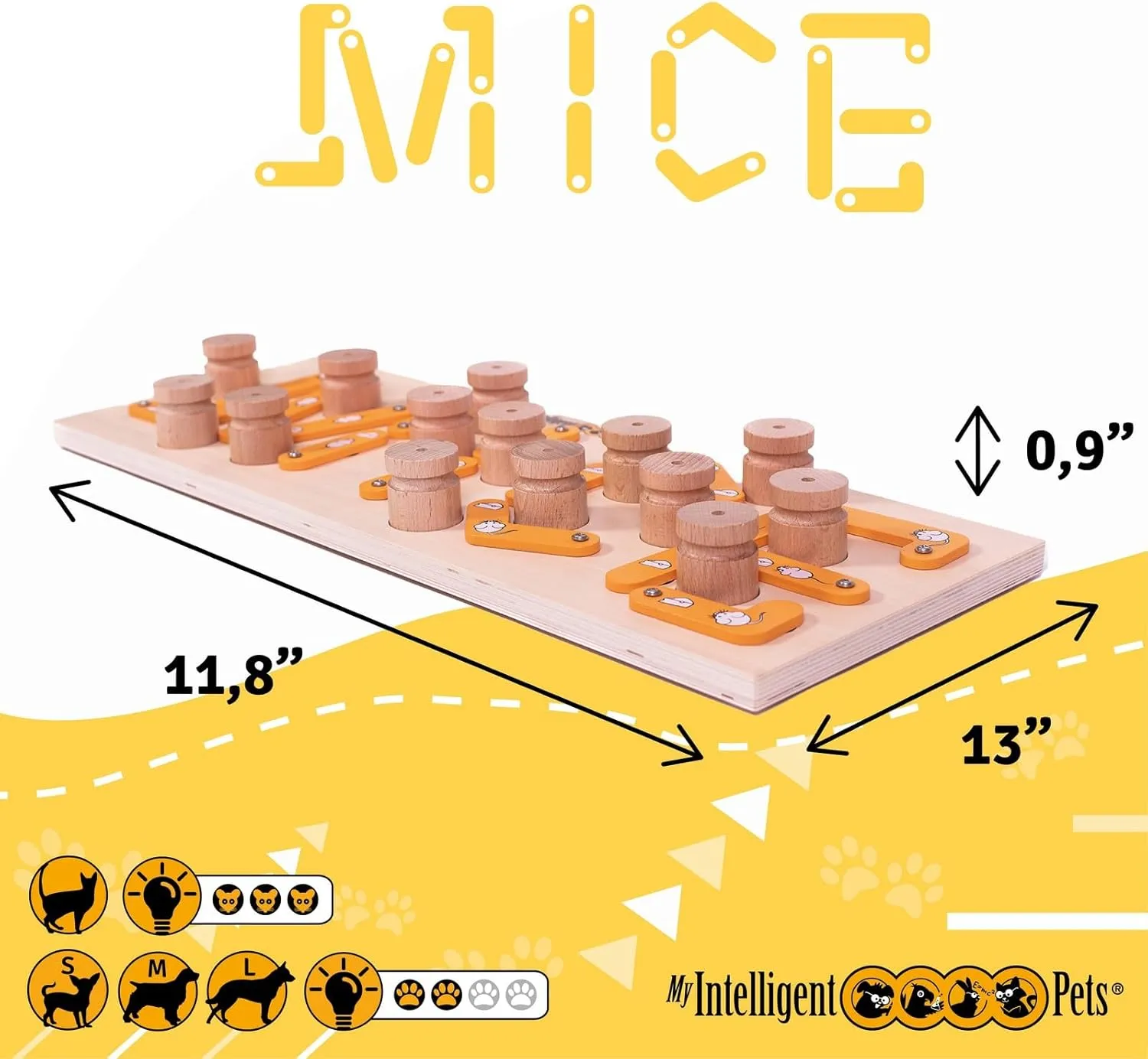 MICE - Cat Treat Puzzle, Interactive Wooden Toy for Cats, Enhances Natural Instincts, Cat Puzzle Feeder for Mental and Physical Exercise