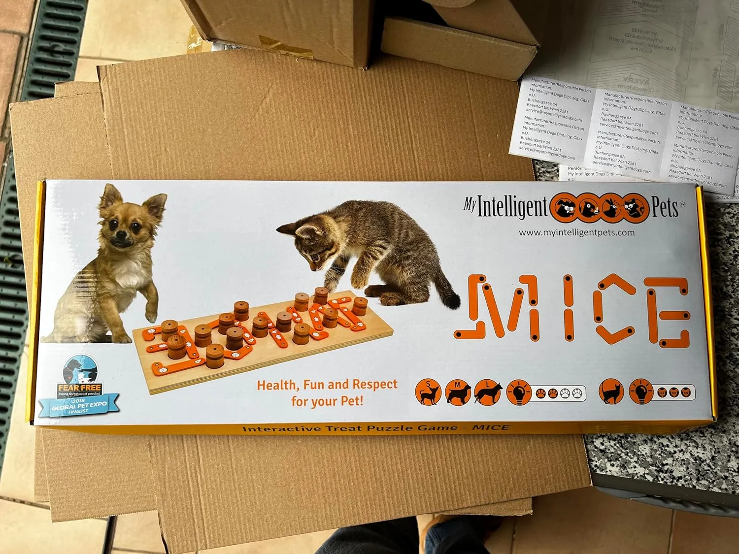 MICE - Cat Treat Puzzle, Interactive Wooden Toy for Cats, Enhances Natural Instincts, Cat Puzzle Feeder for Mental and Physical Exercise