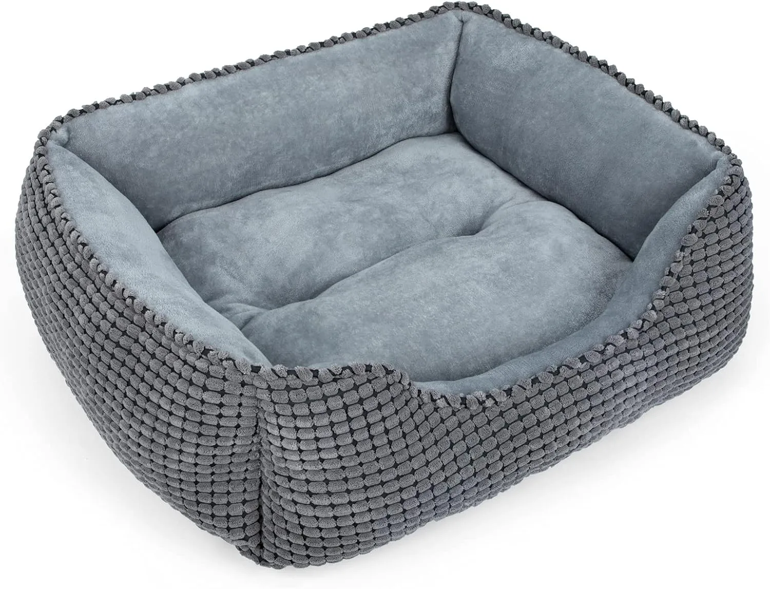 MIXJOY Dog Bed for Large, Medium, Small Dogs - Rectangle, Washable, Orthopedic, Soft, Calming Cat Beds - Anti-Slip Bottom, Multiple Sizes (25'', Grey)