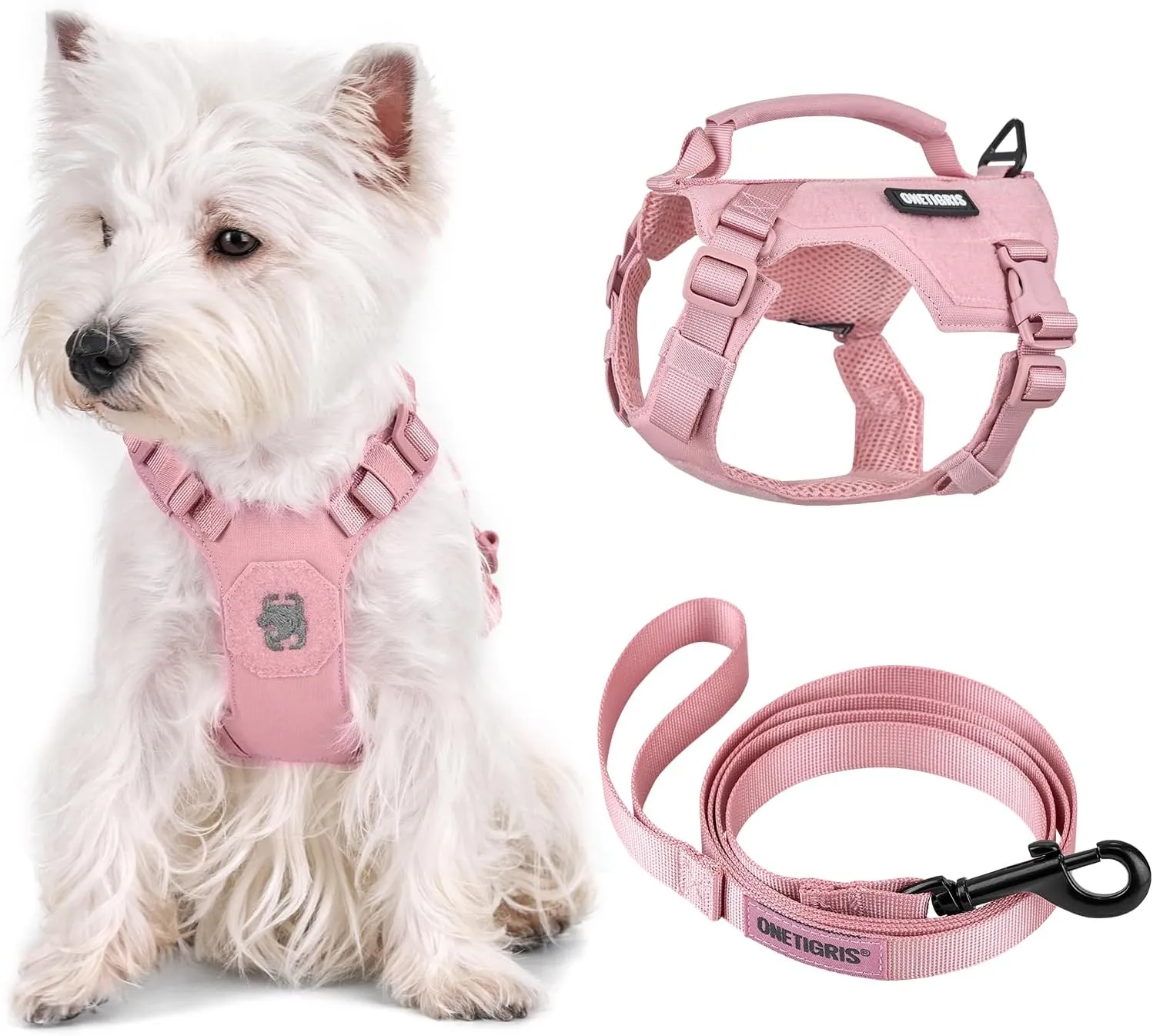 Onetigris Small Harness Dog Harness and Leash Set,Mini Trooper No Pull Dog Vest Fully Adjustable Harness for Puppy Dog and Cats, Dog Vest Harness for XXXS XXS XS Pets (Pink, XXXS)
