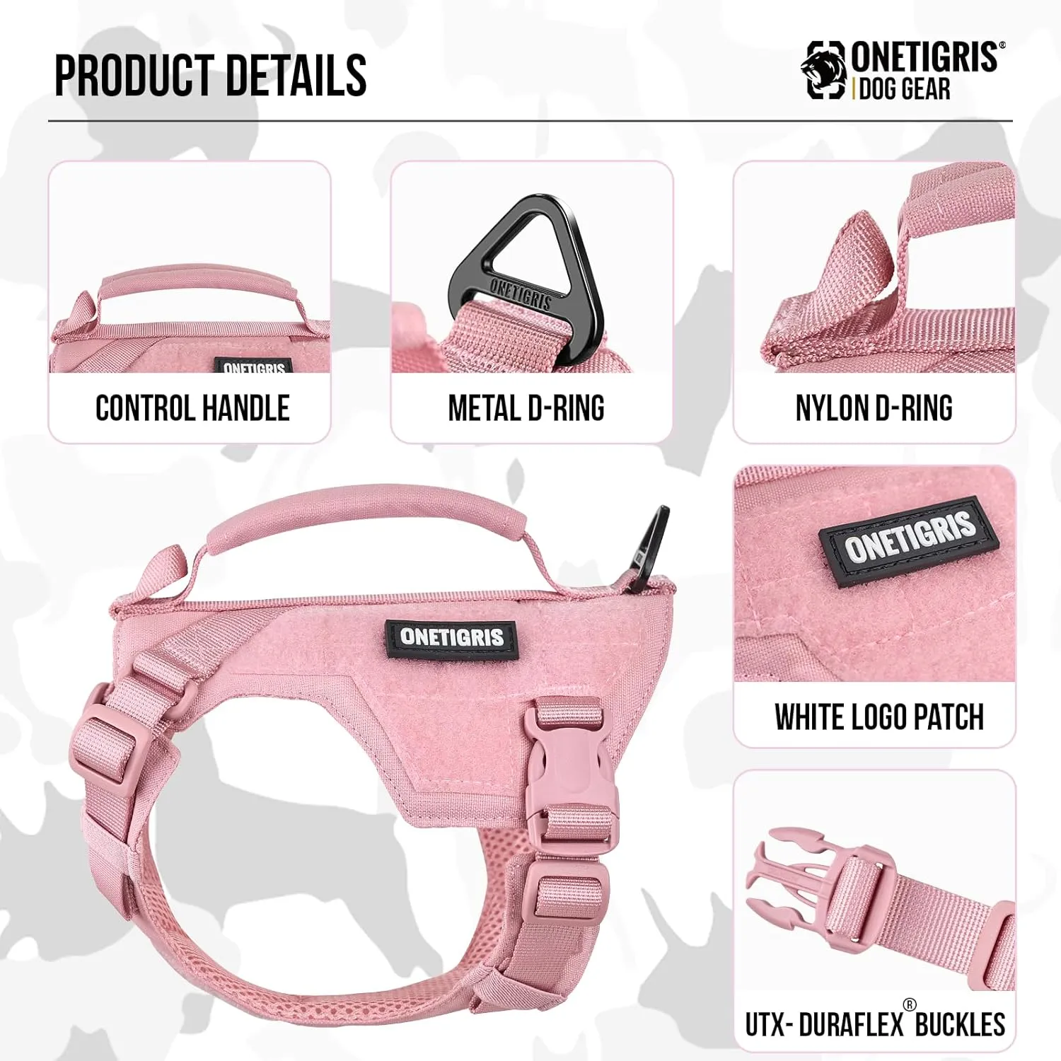Onetigris Small Harness Dog Harness and Leash Set,Mini Trooper No Pull Dog Vest Fully Adjustable Harness for Puppy Dog and Cats, Dog Vest Harness for XXXS XXS XS Pets (Pink, XXXS)