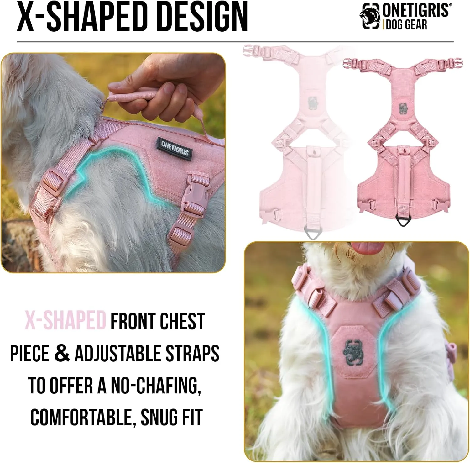 Onetigris Small Harness Dog Harness and Leash Set,Mini Trooper No Pull Dog Vest Fully Adjustable Harness for Puppy Dog and Cats, Dog Vest Harness for XXXS XXS XS Pets (Pink, XXXS)