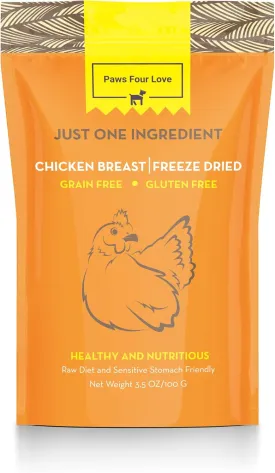 Organic Freeze Dried Dog & Cat Treats - Single Ingredient, Grain Free Food Toppers for Healthy Pets, No Fillers or Preservatives (Chicken, 3.5 oz Bag)