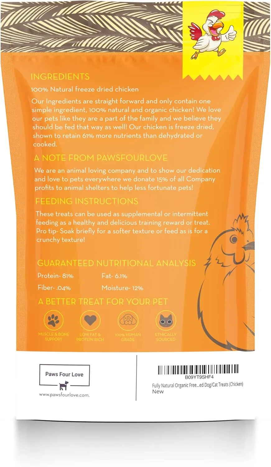 Organic Freeze Dried Dog & Cat Treats - Single Ingredient, Grain Free Food Toppers for Healthy Pets, No Fillers or Preservatives (Chicken, 3.5 oz Bag)
