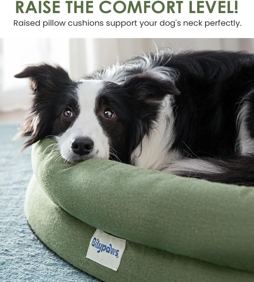 Orthopedic Dog Bed for Large Dogs, Chew-Resistant Pet Sofa Bed with Egg Crate Foam, 4-Sided Bolster, Removable Washable Cover & Anti-Slip Bottom, X-Large Calliste Green
