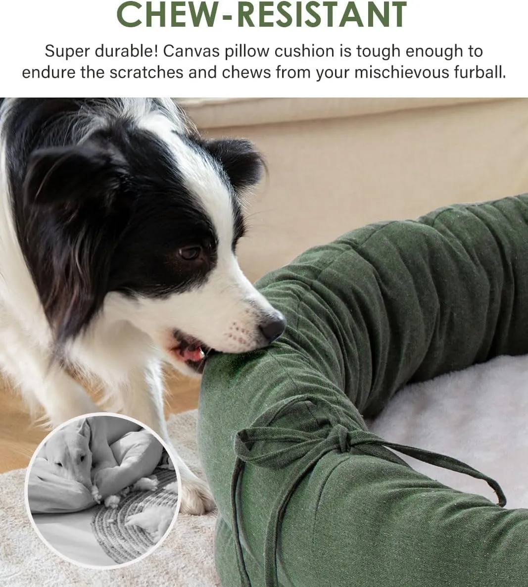Orthopedic Dog Bed for Large Dogs, Chew-Resistant Pet Sofa Bed with Egg Crate Foam, 4-Sided Bolster, Removable Washable Cover & Anti-Slip Bottom, X-Large Calliste Green