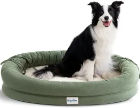 Orthopedic Dog Bed for Large Dogs, Chew-Resistant Pet Sofa Bed with Egg Crate Foam, 4-Sided Bolster, Removable Washable Cover & Anti-Slip Bottom, X-Large Calliste Green